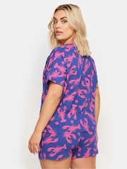 Yours Curve Purple 100% Cotton Lobster Print Pyjama Set - Image 3 of 5