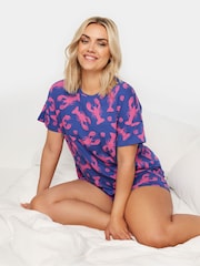 Yours Curve Purple 100% Cotton Lobster Print Pyjama Set - Image 4 of 5