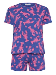 Yours Curve Purple 100% Cotton Lobster Print Pyjama Set - Image 5 of 5