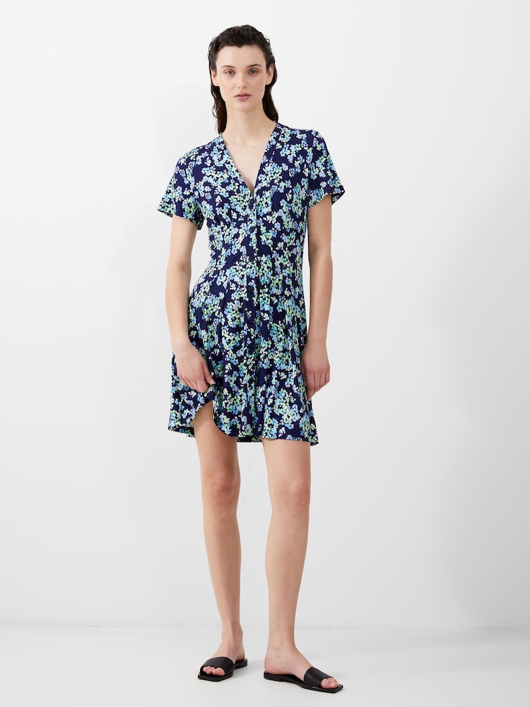 French Connection Blue Benedetta Meadow V-Neck Dress - Image 1 of 4