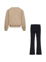 Nike Black Little Kids Swoosh Spirit Crew Sweatshirt and Flared Leggings Set - Image 2 of 4