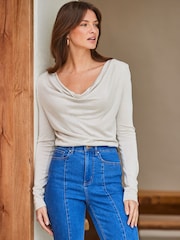 Sosandar Metallic Cowl Neck Top - Image 4 of 5