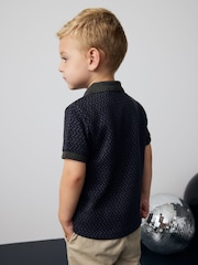 Charcoal Grey Short Sleeve Textured Polo Shirt (3mths-7yrs) - Image 2 of 4