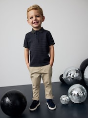 Charcoal Grey Short Sleeve Textured Polo Shirt (3mths-7yrs) - Image 3 of 4