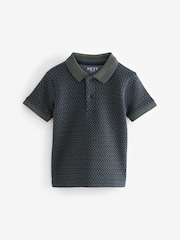 Charcoal Grey Short Sleeve Textured Polo Shirt (3mths-7yrs) - Image 5 of 8