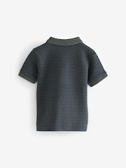 Charcoal Grey Short Sleeve Textured Polo Shirt (3mths-7yrs) - Image 6 of 8