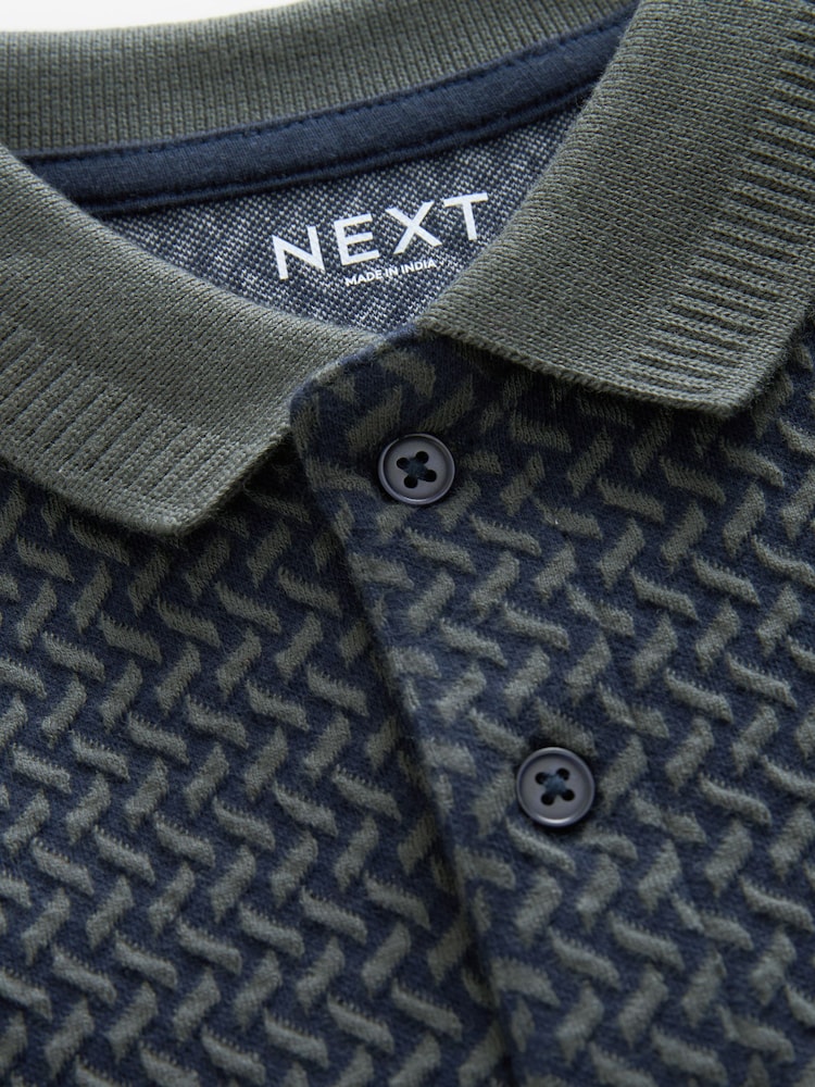 Charcoal Grey Short Sleeve Textured Polo Shirt (3mths-7yrs) - Image 8 of 8