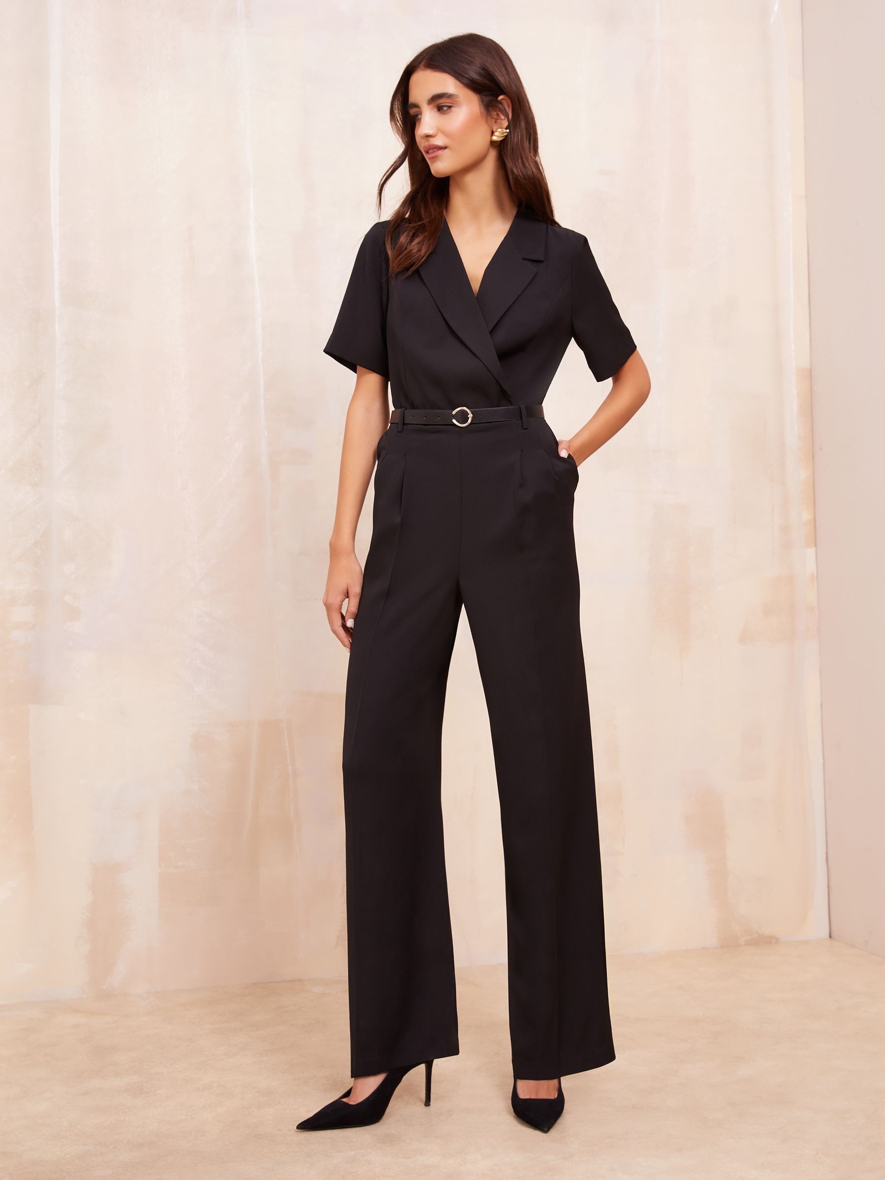 Buy Friends Like These Black Wrap Collar Belted Jumpsuit from the Next UK online shop