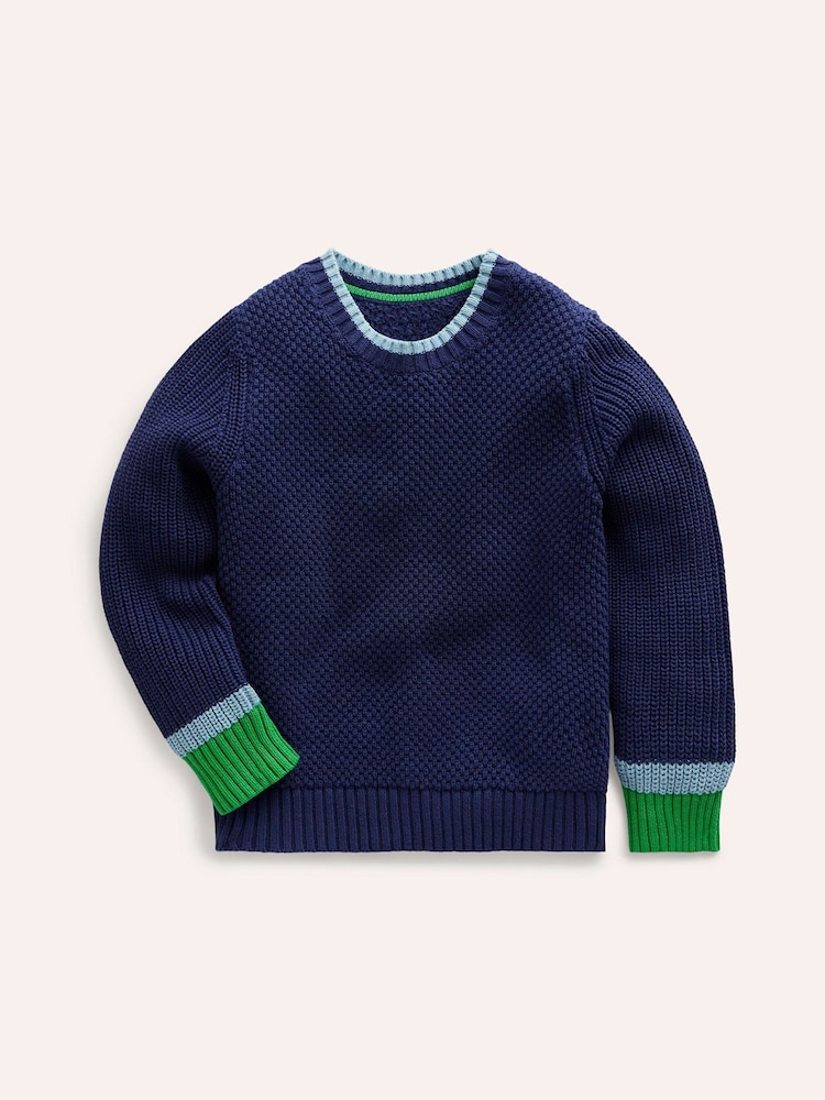 Boden Blue Chunky 100% Cotton Jumper - Image 1 of 3