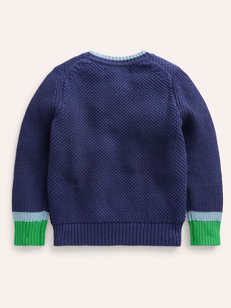 Boden Blue Chunky 100% Cotton Jumper - Image 2 of 3