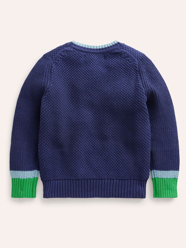 Boden Blue Chunky 100% Cotton Jumper - Image 2 of 3 Boden Blue Chunky 100% Cotton Jumper - Image 2 of 3