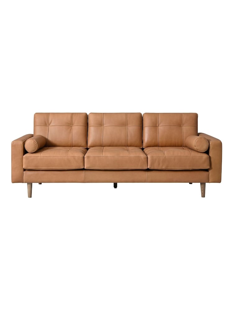 Halo Tan Brown Caufield Leather 3 Seater Sofa - Image 15 of 15