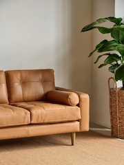 Halo Tan Brown Caufield Leather 3 Seater Sofa - Image 2 of 15