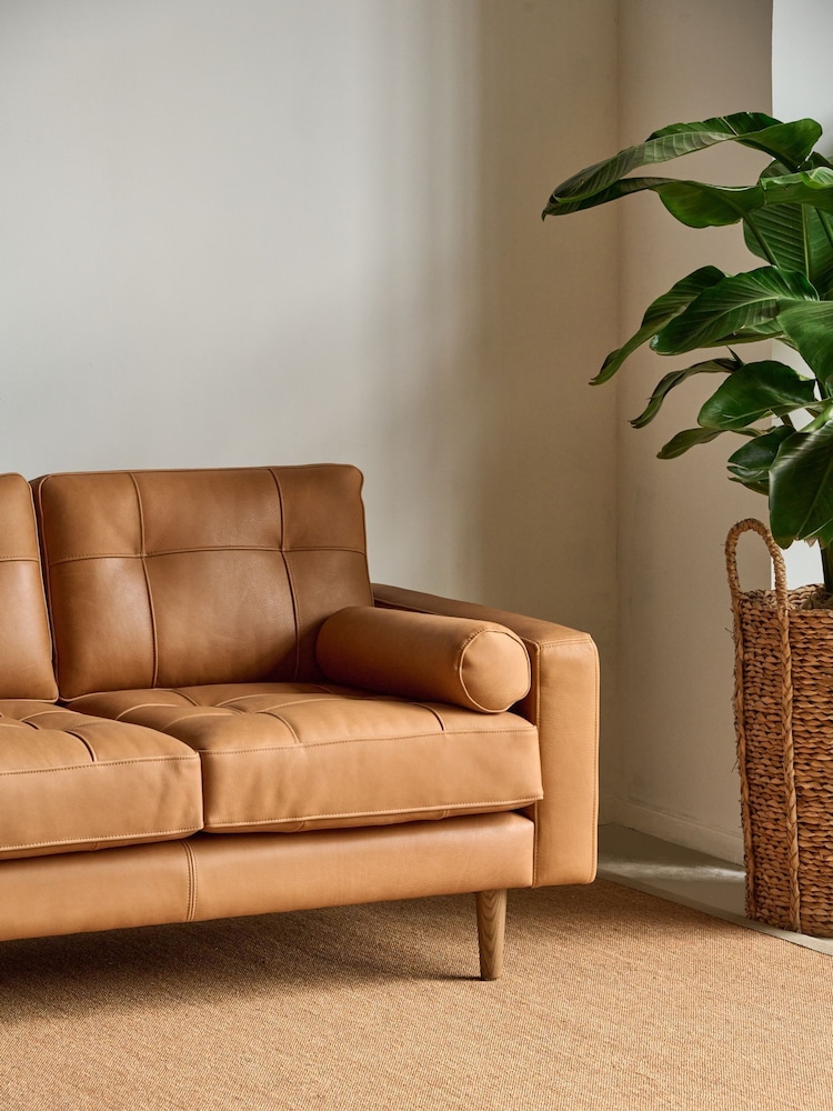 Halo Tan Brown Caufield Leather 3 Seater Sofa - Image 2 of 15
