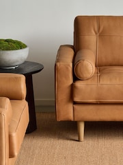 Halo Tan Brown Caufield Leather 3 Seater Sofa - Image 3 of 15