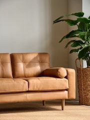 Halo Tan Brown Caufield Leather 3 Seater Sofa - Image 6 of 15