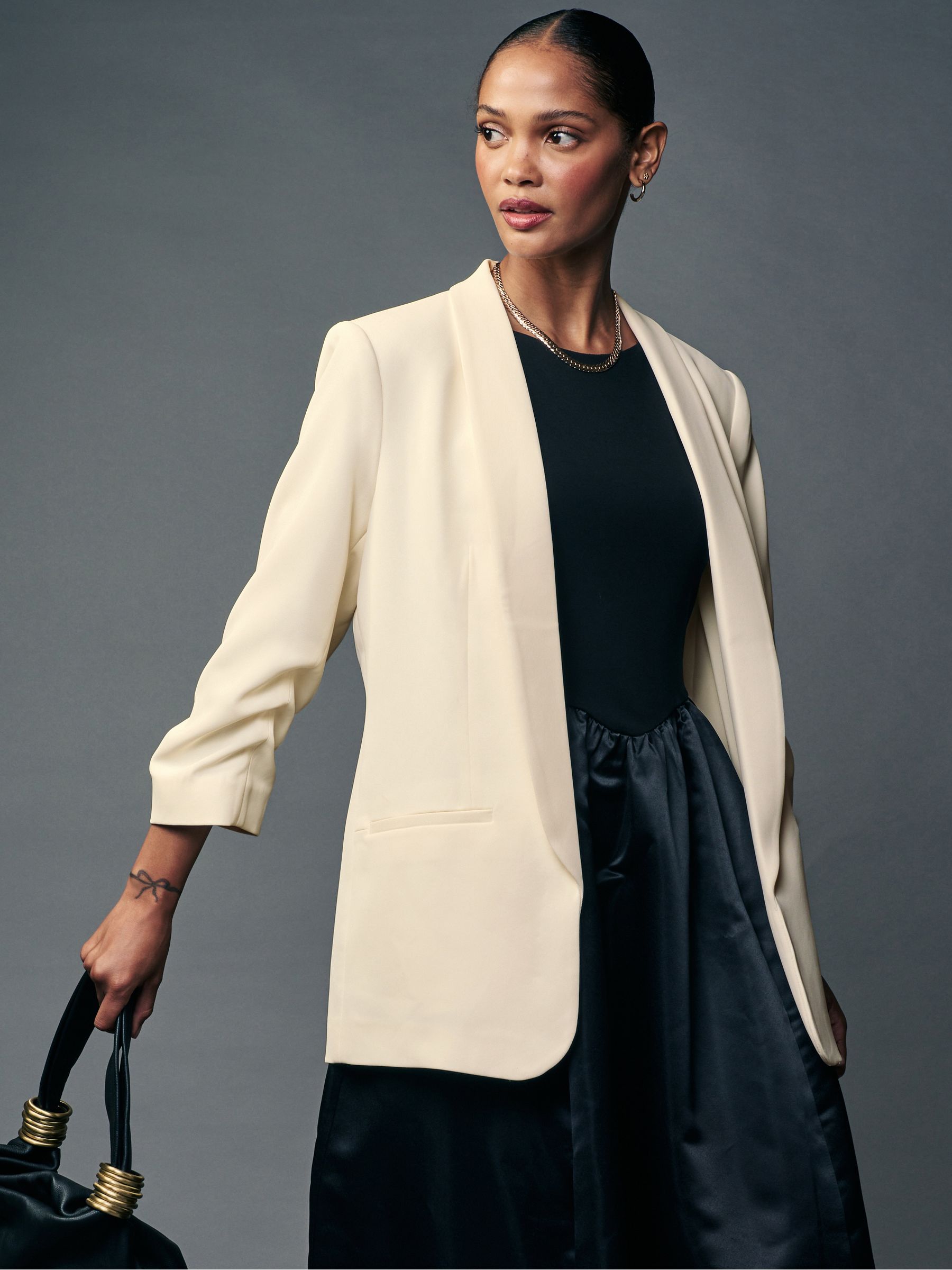 Buy Cream Relaxed Ruched Sleeve Blazer from Next USA