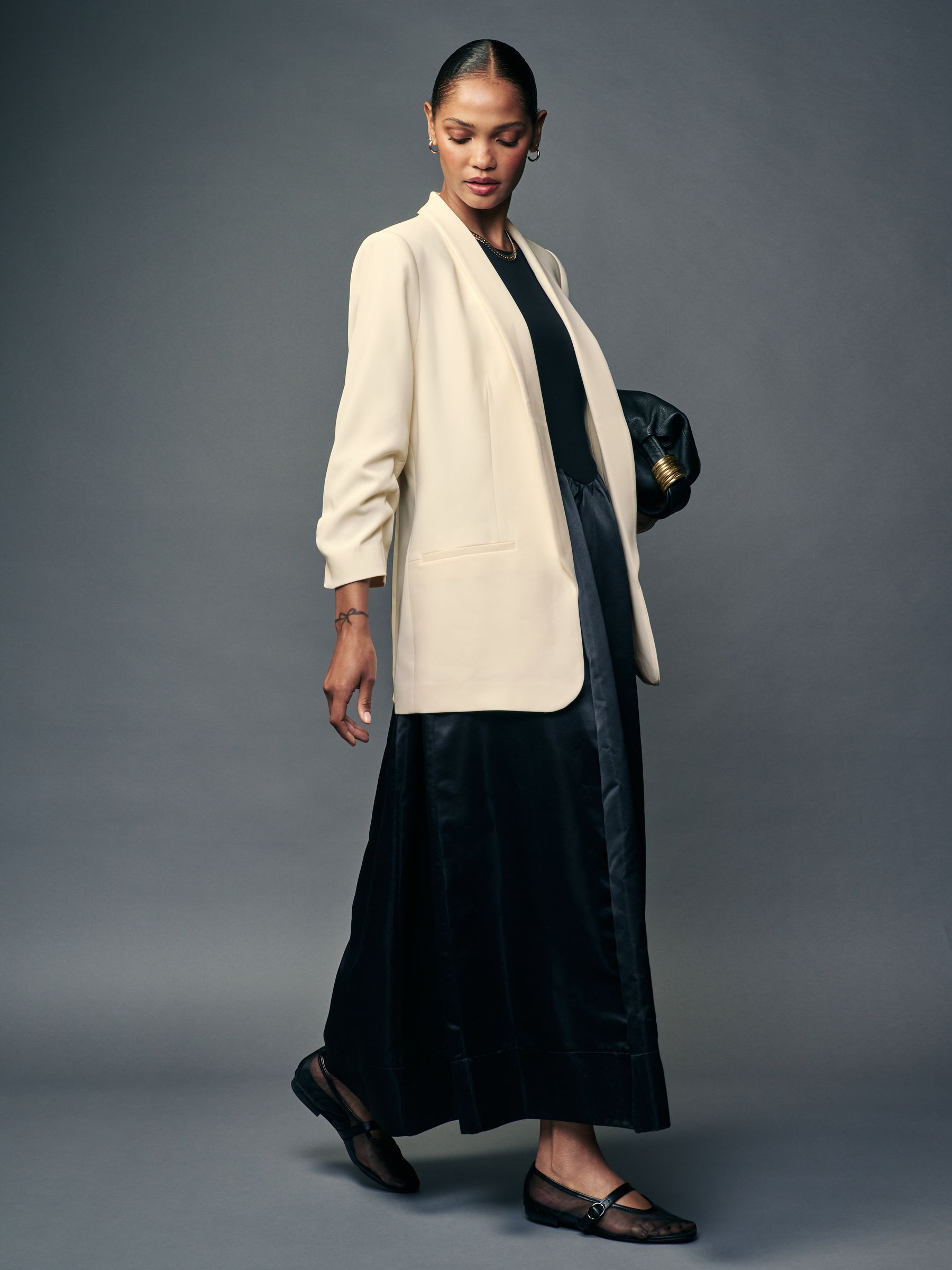 Buy Cream Relaxed Ruched Sleeve Blazer from Next USA