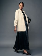 Cream Relaxed Ruched Sleeve Blazer - Image 2 of 7