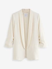 Cream Relaxed Ruched Sleeve Blazer - Image 5 of 7