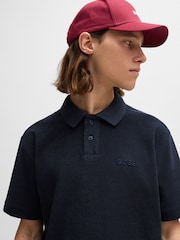 BOSS Blue 100% Cotton Towelling Polo Shirt - Image 4 of 5