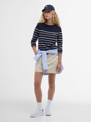 Barbour® Navy Hawkins Striped Long Sleeved Logo 100% Cotton T-Shirt - Image 3 of 7