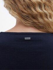 Barbour® Navy Hawkins Striped Long Sleeved Logo 100% Cotton T-Shirt - Image 6 of 7