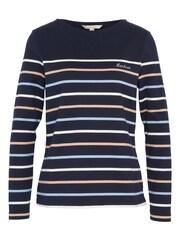 Barbour® Navy Hawkins Striped Long Sleeved Logo 100% Cotton T-Shirt - Image 7 of 7