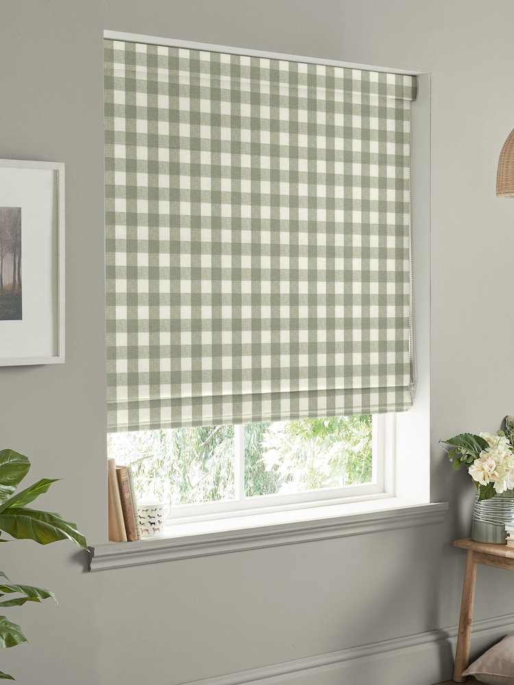 Sophie Allport Green Gingham Made to Measure 100% Cotton Roman Blinds - Image 5 of 6