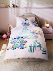 Lilo & Stitch Pink Christmas 100% Cotton Duvet Cover and Pillowcase Set - Image 1 of 7
