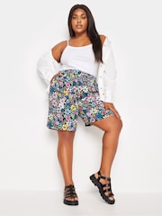 Yours Curve Black Woven Shorts - Image 2 of 5