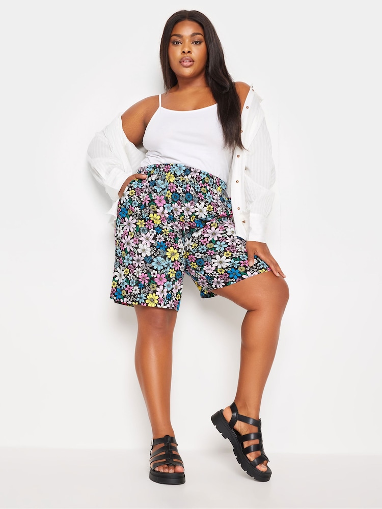Yours Curve Black Woven Shorts - Image 2 of 5