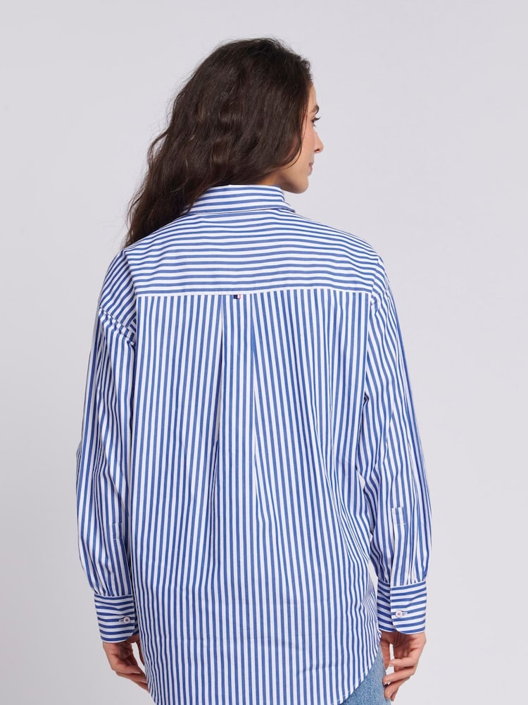 U.S. Polo Assn. Blue Womens Loose Fit Striped Shirt - Image 2 of 5