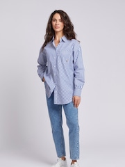 U.S. Polo Assn. Blue Womens Loose Fit Striped Shirt - Image 3 of 5