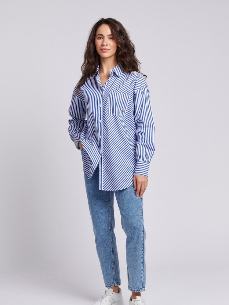 Buy U.S. Polo Assn. Blue Womens Loose Fit Striped Shirt from Next USA Buy U.S. Polo Assn. Blue Womens Loose Fit Striped Shirt from Next USA