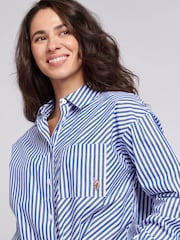 U.S. Polo Assn. Blue Womens Loose Fit Striped Shirt - Image 4 of 5