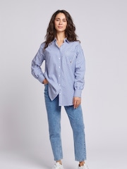 U.S. Polo Assn. Blue Womens Loose Fit Striped Shirt - Image 5 of 5