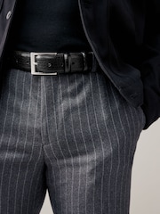 Black Croc Effect Leather Belt - Image 1 of 4