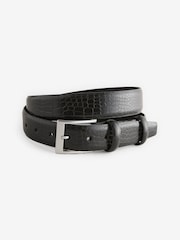 Black Croc Effect Leather Belt - Image 2 of 4