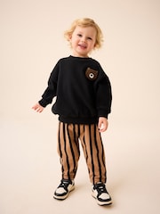 Brown/Black 100% Cotton Stripe Jersey Joggers (3mths-7yrs) - Image 2 of 8