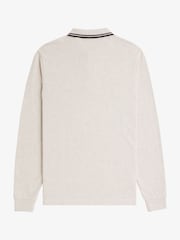 بيج بخطوط شاحبة - قميص بولو بكم طويل بحافة مزدوجة من Fred Perry  - صورة 8 من 9
