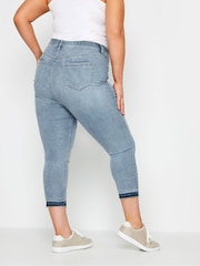 Yours Curve Light Blue Grace Tie Dye Hem Cropped Jeggings - Image 3 of 4