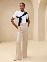 Lipsy Cream Wide Leg Popper Detail Trousers - Image 2 of 4