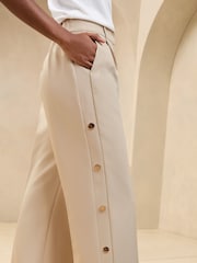 Lipsy Cream Wide Leg Popper Detail Trousers - Image 3 of 4