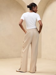 Lipsy Cream Wide Leg Popper Detail Trousers - Image 4 of 4
