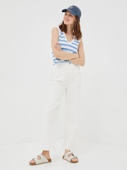 FatFace Keswick White Wide Leg Cropped Jeans - Image 1 of 8