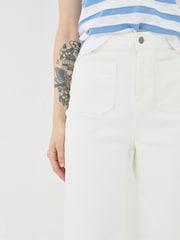 FatFace Keswick White Wide Leg Cropped Jeans - Image 7 of 8