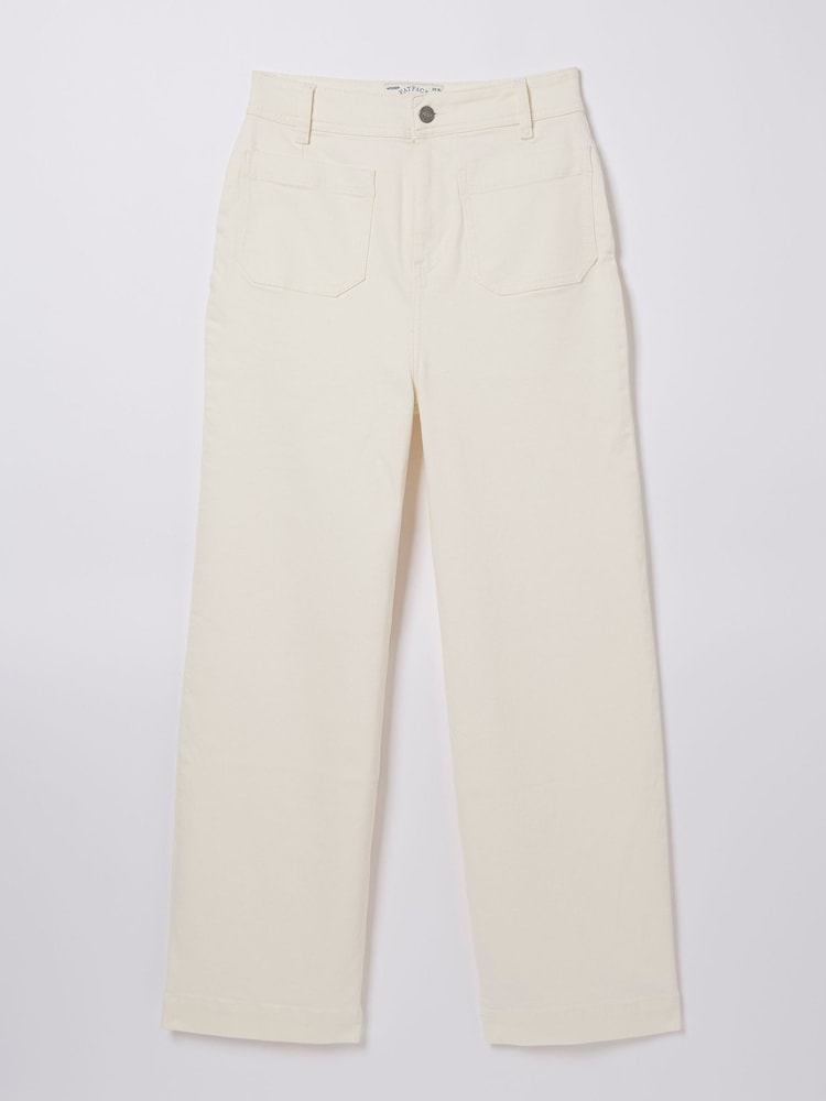 FatFace Keswick White Wide Leg Cropped Jeans - Image 8 of 8
