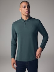 Green Long Sleeve Pique Polo Shirt - Image 1 of 8
