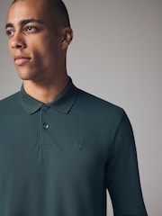 Green Long Sleeve Pique Polo Shirt - Image 4 of 8